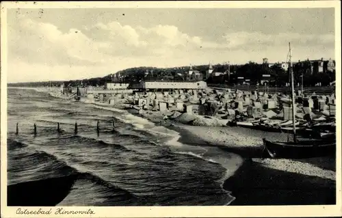 Ak Ostseebad Zinnowitz auf Usedom, Strand, Seebrücke