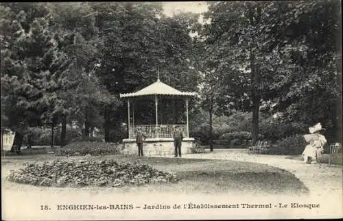 Ak Enghien les Bains Val d’Oise, Jardins de l´Établissement Thermal, Le Kiosque