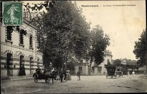 Ak Montrichard Loir et Cher, La Gare, le Restaurant Jourdain