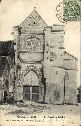 Ak Poilly Sur Serein Yonne, Portail de l´Église