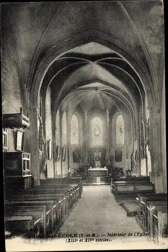 Ak Noisy sur École Seine et Marne, Intérieur de l´Église