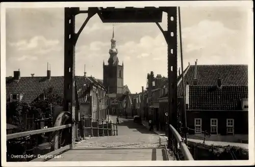 Ak Overschie Rotterdam Südholland, Dorpstraat, Kerk