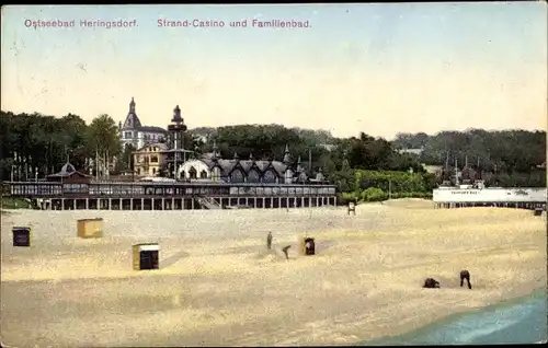 Ak Ostseebad Ahlbeck Heringsdorf auf Usedom, Kurhaus mit Kasino und Familienbad