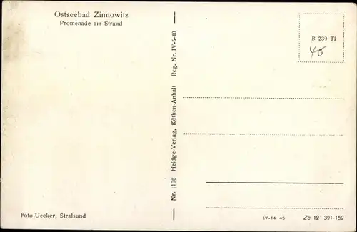 Ak Ostseebad Zinnowitz auf Usedom, Promenade am Strand