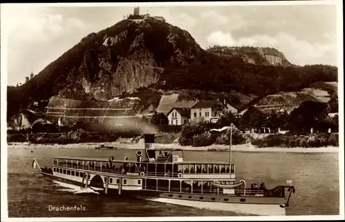 Ak Königswinter am Rhein, Drachenfels, Salondampfer