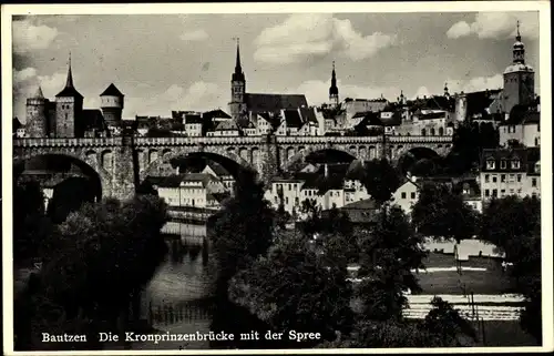 Ak Bautzen in der Oberlausitz, Kronzprinzenbrücke mit der Spree