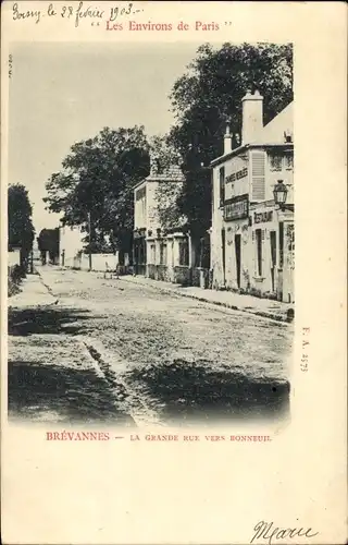 Ak Brevannes Val de Marne, La Grande Rue vers Bonneuil