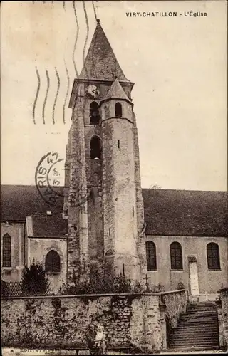 Ak Viry Chatillon Essonne, L´Église