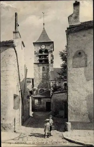 Ak Crosne Essonne, Le Clocher de l´Église