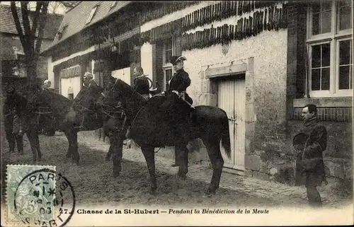 Ak Saint Hubert Yvelines, Pendant la Benediction de la Meute, Pferd