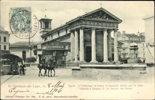 Ak Saint Germain en Laye Yvelines, Eglise, A l'interieur se trouve le mausole