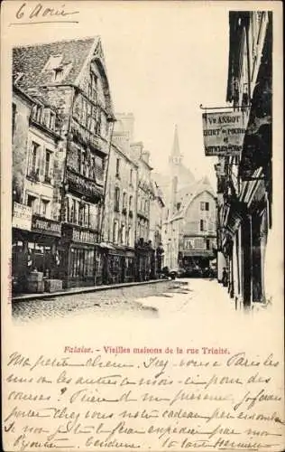 Ak Falaise Calvados, Rue Trinité, Vieilles Maisons