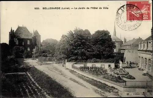 Ak Bellegarde Loiret, Jardin de l´Hôtel de Ville