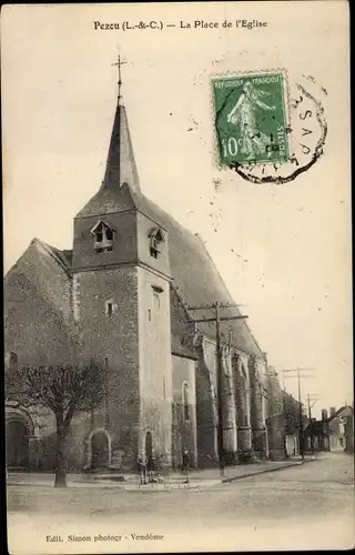 Ak Pezou Loir et Cher, Place de l´Église