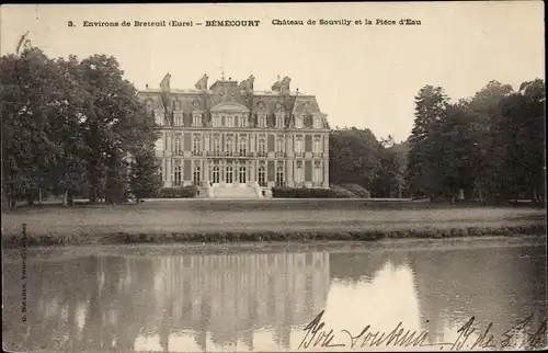 Ak Breteuil Eure, Bémécourt, Château de Souvilly et Pièce d´Eau