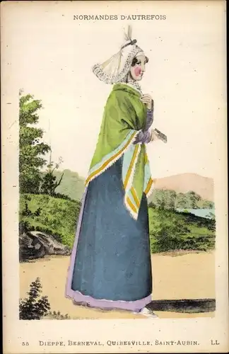 Künstler Ak Normandes d'Autrefois, Tracht, Dieppe, Berneval, Saint Aubin