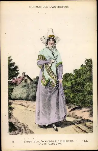 Künstler Ak Normandes d'Autrefois, Tracht, Trouville, Deauville, Cabourg