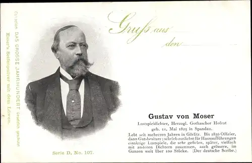 Ak Dichter Gustav von Moser