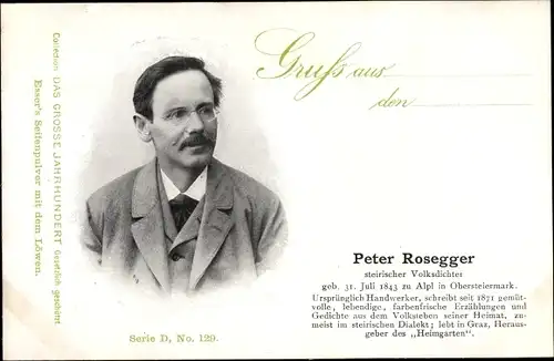 Ak Dichter Peter Rosegger