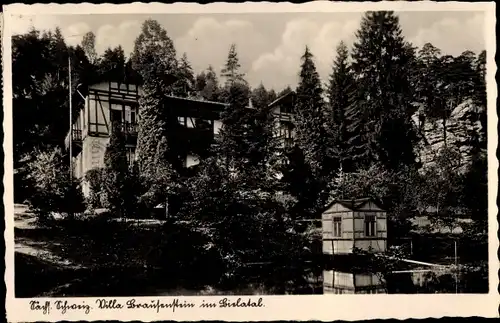 Ak Rosental-Schweizermühle Hirschfelde Zittau in Sachsen, Fremdenheim Villa Brausenstein