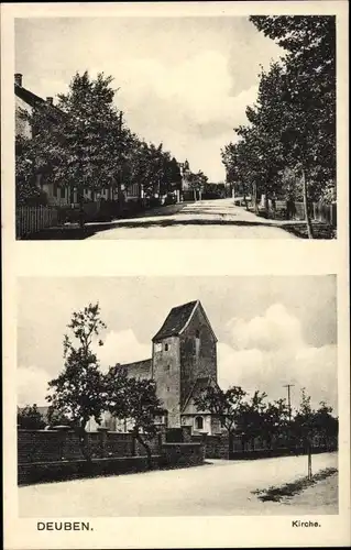 Ak Deuben Freital in Sachsen, Straßenansicht mit Kirche