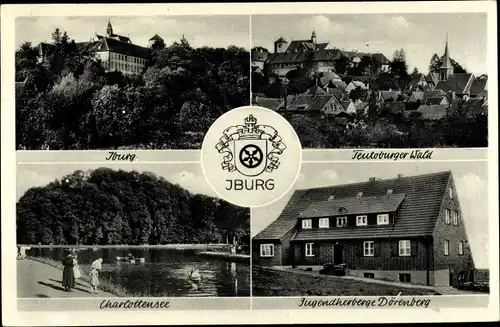 Wappen Ak Bad Iburg am Teutoburger Wald, Iburg, Charlottensee, Jugendherberge Dörenberg