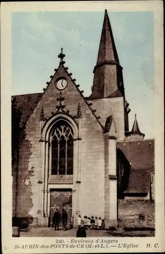 Ak Saint Aubin des Ponts de Cé Maine-et-Loire, L´Église