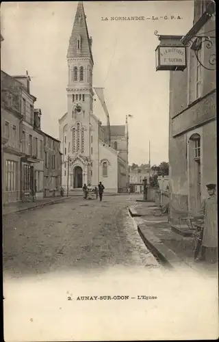 Ak Aunay sur Odon Calvados, L´Église