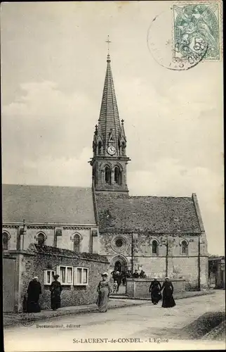 Ak Saint Laurent de Condel Calvados, L´Église