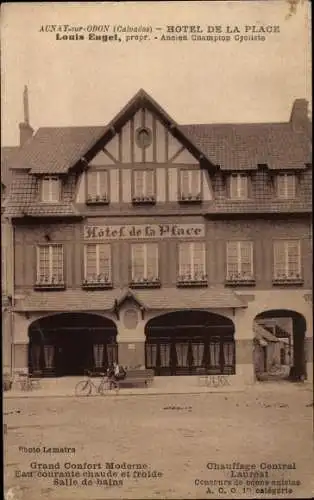 Ak Aunay sur Odon Calvados, Hôtel de la Place, Louis Engel