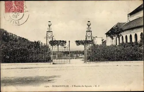 Ak Romainville Seine Saint Denis, Entrée du Square