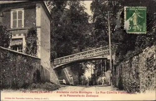 Ak Juvisy Essonne, Ancienne vieille Montagne, Rue Camille Flammarion et la Passerelle du Zodiaque