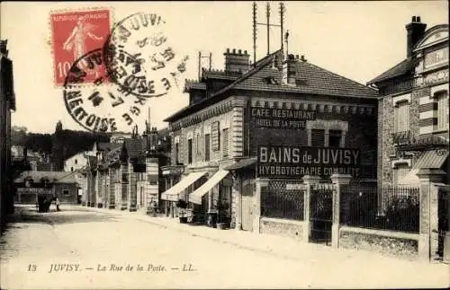 Ak Juvisy Essonne, Rue de la Poste, Restaurant de la Poste