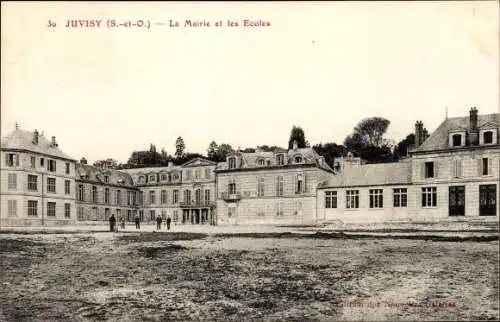 Ak Juvisy Essonne, La Mairie et les Écoles