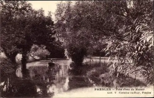 Ak Presles Val d'Oise, Pièce d´Eau du Manoir