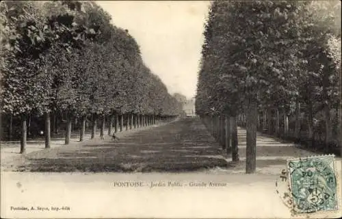 Ak Pontoise Val d'Oise, Jardin Public, Grande Avenue