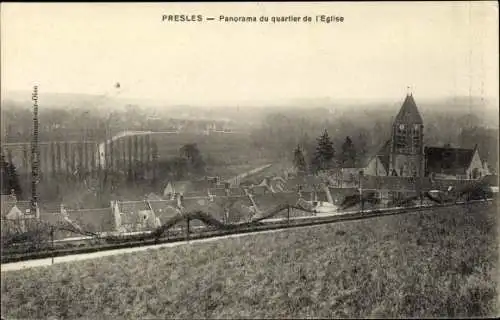 Ak Presles Val d'Oise, Panorama du Quartier de l´Église