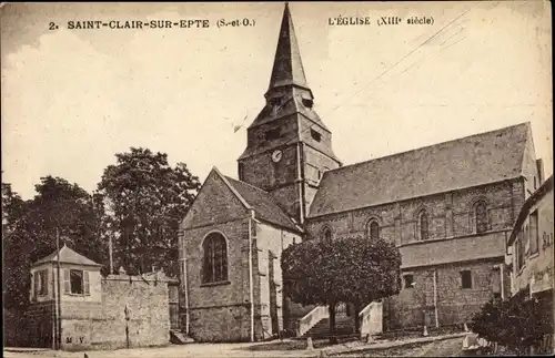 Ak Saint Clair Sur Epte Val d’Oise, L´Église