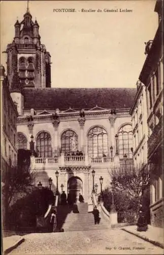 Ak Pontoise Val d'Oise, Escalier du Général Leclerc