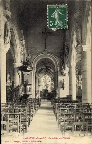 Ak Saint Gervais Val d'Oise, Intérieur de l´Église