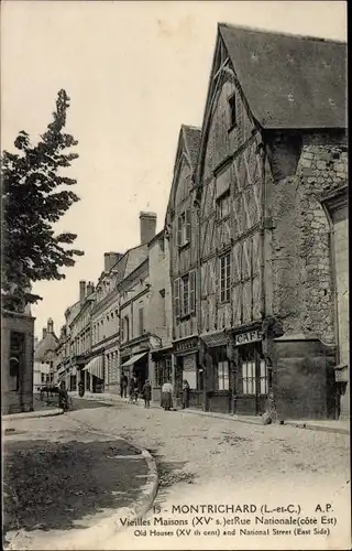 Ak Montrichard Loir et Cher, L´Église, Vieilles Maisons