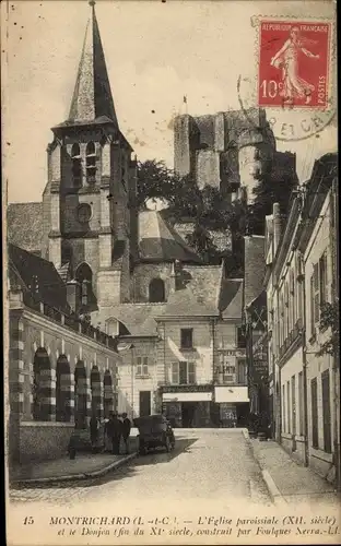 Ak Montrichard Loir et Cher, L´Église et le Donjon