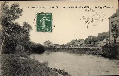 Ak Brienon-sur-Armançon Yonne, Le Quai d´Armançon