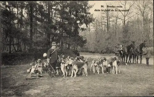 Ak Saint Arnoult en Yvelines, Rendez-Vous dans la Forêt, Chasse à Courre