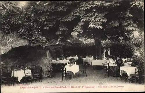 Ak Mantes la Jolie Yvelines, Hôtel du Grand-Cerf, Terrasse