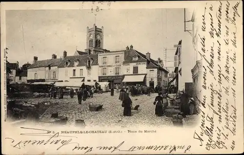 Ak Neauphle le Chateau Yvelines, Place du Marché