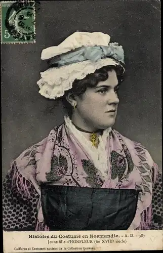 Ak Jeune Fille d'Honfleur, Tracht Normandie