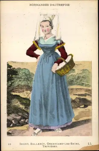 Künstler Ak Normandes d'Autrefois, Tracht, Isigny, Trivieres