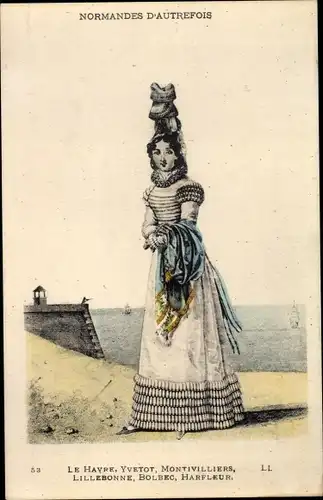 Künstler Ak Normandes d'Autrefois, Tracht, Le Havre, Montivilliers