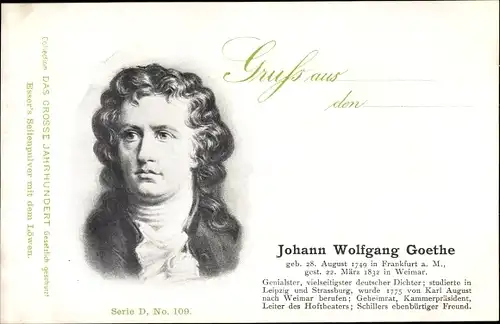 Ak Dichter Johann Wolfgang Goethe